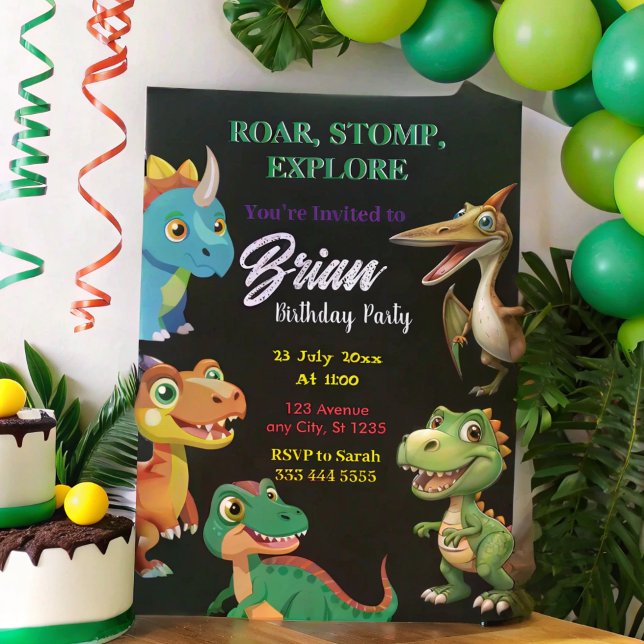 Cute Dinosaurs roar Boy Birthday  Invitation (Creator Uploaded)