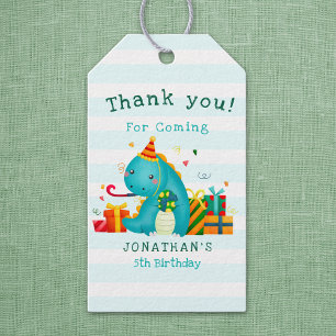 Cute Dinosaurs Stomp Chomp and roar birhtday boy Gift Tags