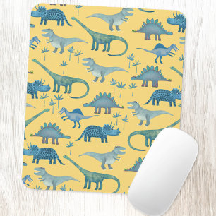 Cute Dinosaurs Sunshine Yellow Mouse Mat