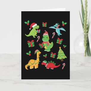 Cute Dinosaurs T-Rex Christmas Matching Family Card