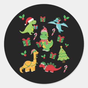 Cute Dinosaurs T-Rex Christmas Matching Family Classic Round Sticker
