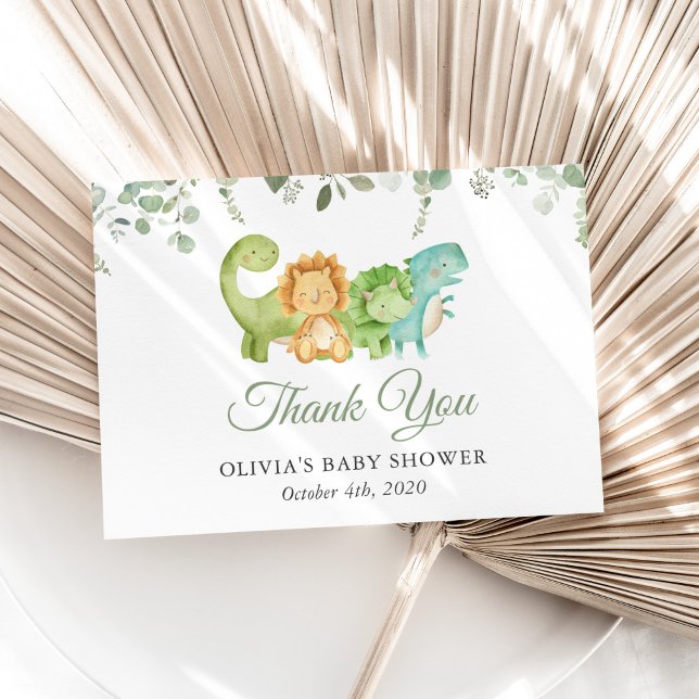 Cute Dinosaurs, T-Rex, Jurassic, Baby Shower Thank You Card (Creator Uploaded)