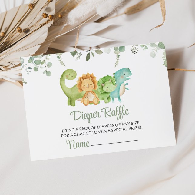 Cute Dinosaurs, T-Rex, Jurassic, Diaper Raffle Enclosure Card (Creator Uploaded)