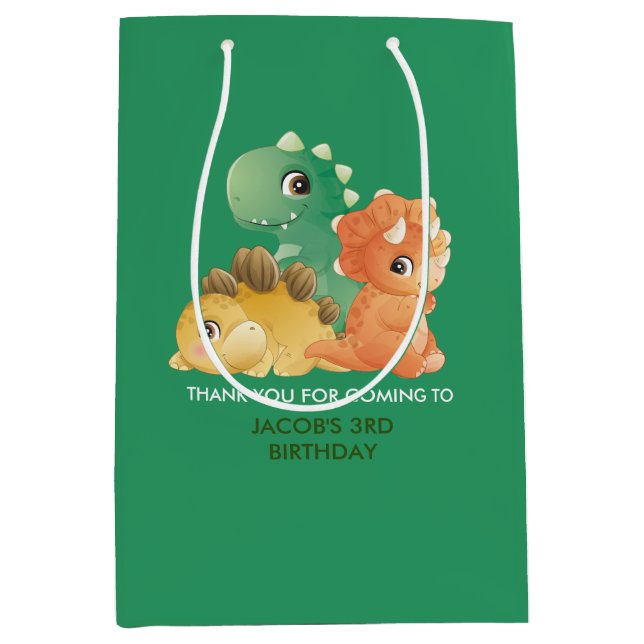 Cute Dinosaurs Theme Birthday Party Medium Gift Bag (Front)