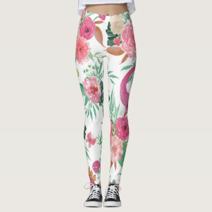 Cute Dinosaurs Vintage Floral Pattern Leggings