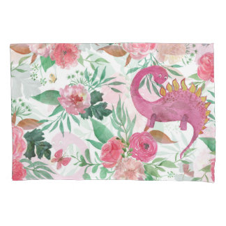 Cute Dinosaurs Vintage Floral Pattern Pillowcase