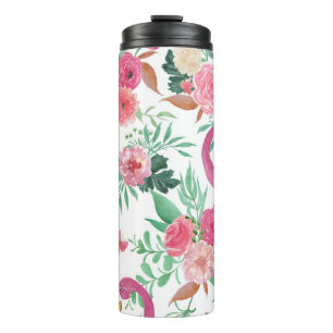 Cute Dinosaurs Vintage Floral Pattern Thermal Tumbler