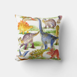 Cute Dinosaurs Watercolor Seamless Art Cushion
