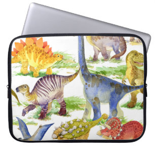 Cute Dinosaurs Watercolor Seamless Art Laptop Sleeve