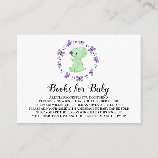 *~* Cute Dinosuar Butterfly Star Books For Baby Enclosure Card (Front)