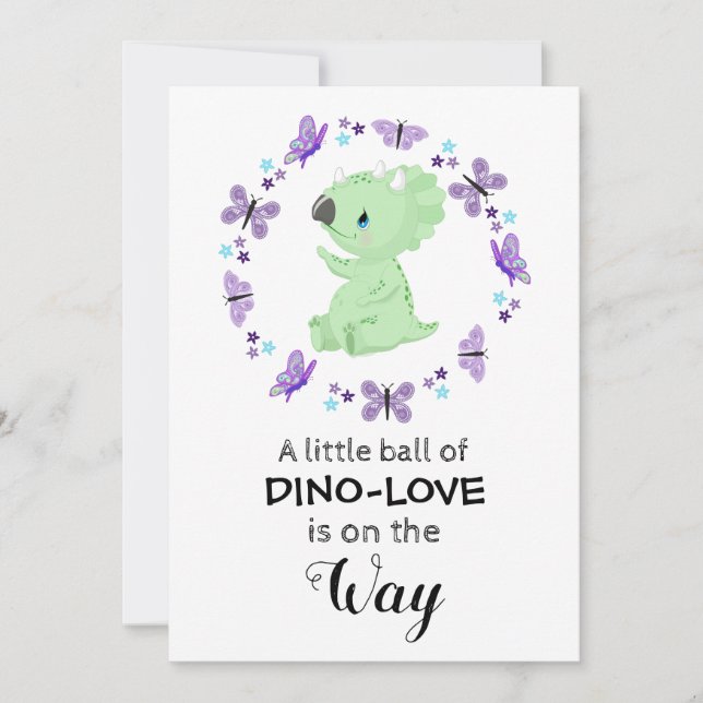 *~* Cute Dinosuar Butterfly Star Shower Invitation (Front)