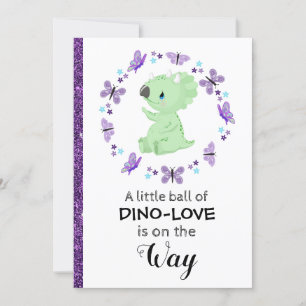 *~* Cute Dinosuar Glitter Baby Shower Invitation