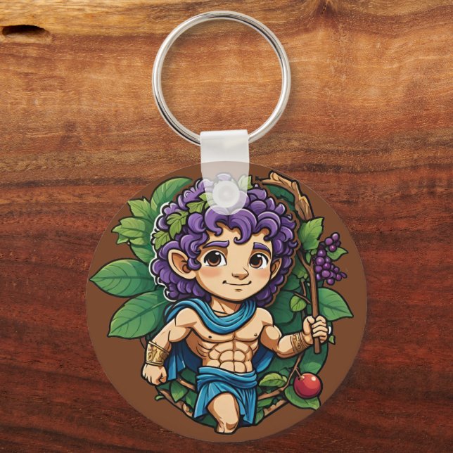Cute Dionysus Greek Mythology God Key Ring (Front)