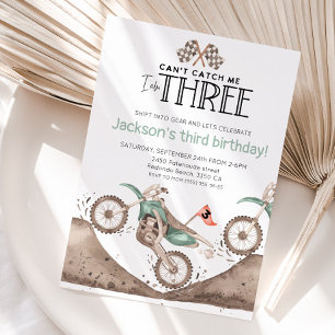 Cute Dirt Bike 3rd birthday -Cant catch me Invitation