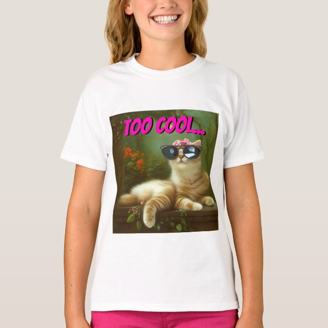 Cute Disabled One Ear Cat With Sunglasses T-Shirt (Front)