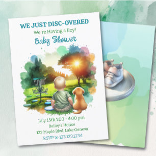 Cute Disc Golf Boy's Baby Shower Invitation