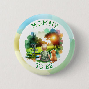 Cute Disc Golf Boy's Baby Shower   Mum to be 6 Cm Round Badge