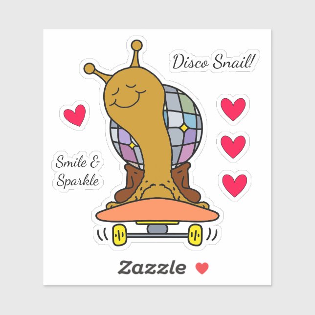 Cute Disco Snail On Skateboard Vinyl (Sheet)