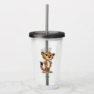 cute, disgruntled cheetah acrylic tumbler