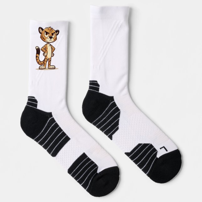 cute, disgruntled cheetah socks (Right)