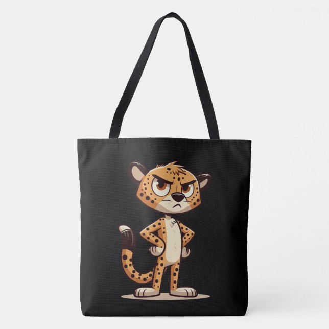 cute, disgruntled cheetah tote bag (Front)