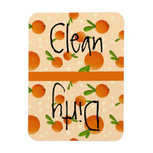 Cute Dishwasher Clean Dirty Magnet with Oranges