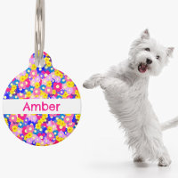 Cute ditsy flower Personalised Pet ID Tag