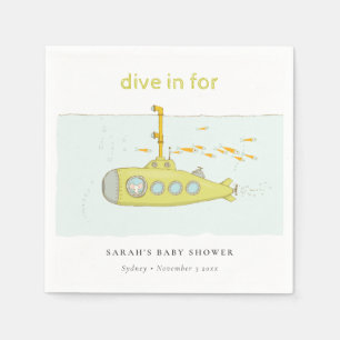 Cute Dive In Underwater Submarine Baby Shower Napkin