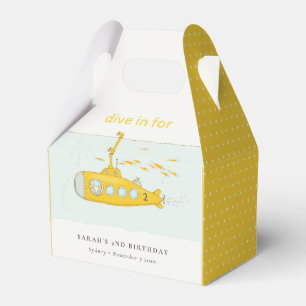 Cute Dive In Underwater Submarine Yellow Birthday Favour Box