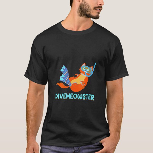 Cute Dive Meowster Cat Scuba Diving Diver Master K T-Shirt (Front)
