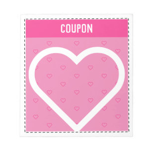Cute DIY Coupons   Pink Hearts Notepad