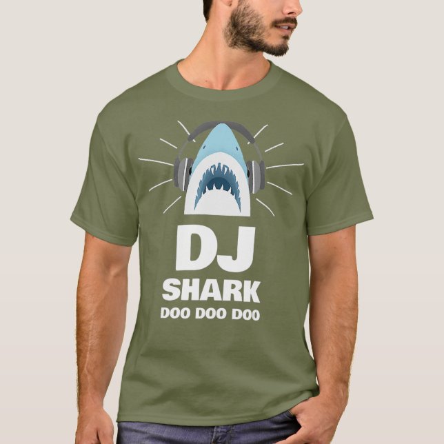 Cute DJ Baby Shark Wearing Headphone in Child T-Shirt (Front)