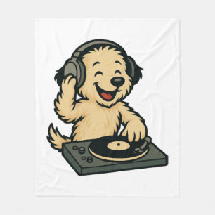 Cute DJ Dog with Headphones � Fun Kids Gift Fleece Blanket