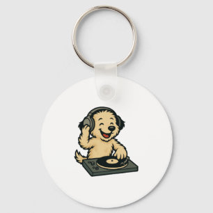 Cute DJ Dog with Headphones � Fun Kids Gift Key Ring