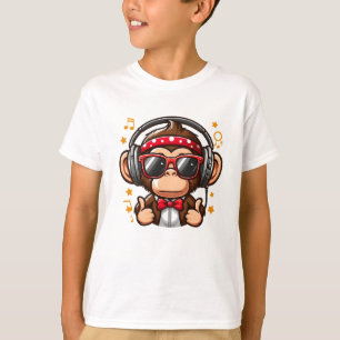 Cute DJ Monkey with Headphones for Kids T-Shirt