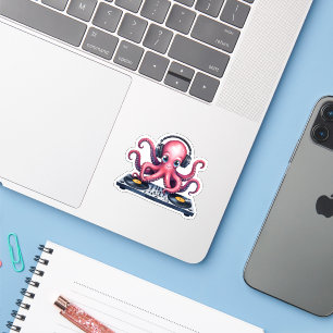Cute DJ Octopus , Fun Music Lover Laptop Design