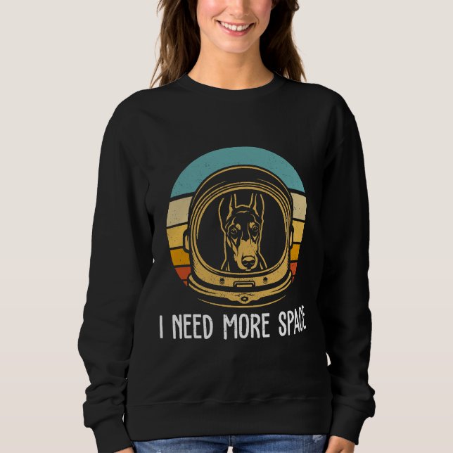 Cute Doberman Astronaut Funny Doberman Fitted Sweatshirt (Front)