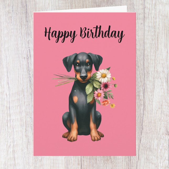 Cute Doberman Birthday Card (Creator Uploaded)