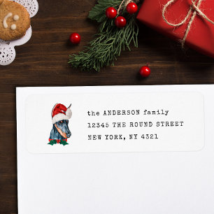 Cute Doberman Christmas Dog Return Address
