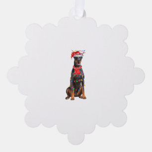 Cute Doberman Christmas Tree Lights Dog Lover Decoration Card