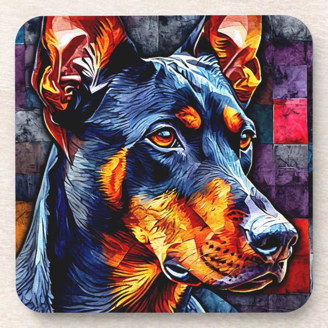 Cute Doberman dog Coaster (Front)