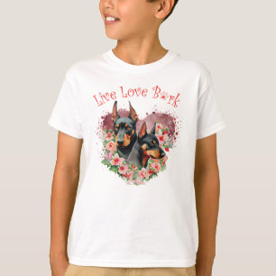 Cute Doberman Dog Floral T-Shirt