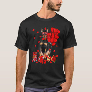 Cute Doberman Dog Funny Heart Valentine's Day Dog T-Shirt