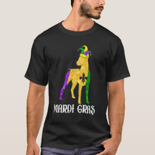 Cute Doberman Dog Lover Mardi Gras Party Jester Ma T-Shirt