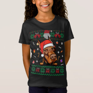 Cute Doberman Dog Ugly Christmas Sweater Santa Hat
