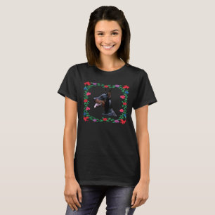 Cute Doberman Mom flower Dog Mom T-Shirt