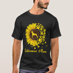 Cute Doberman Mom Sunflower Dog Mom T-Shirt