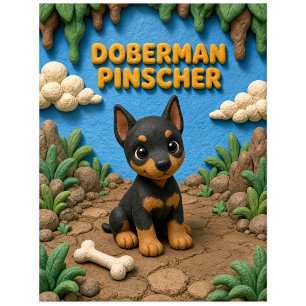 Cute Doberman Pinscher Puppy, Baby Dog Postcard