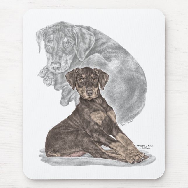 Cute Doberman Pinscher Puppy Mouse Mat (Front)