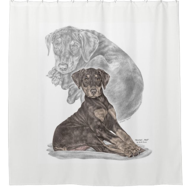 Cute Doberman Pinscher Puppy Shower Curtain (Front)